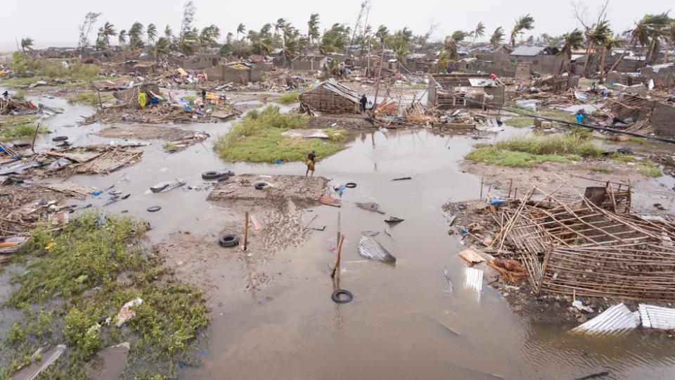 Flooded village in Mozambique in the aftermath of Cyclone Idai