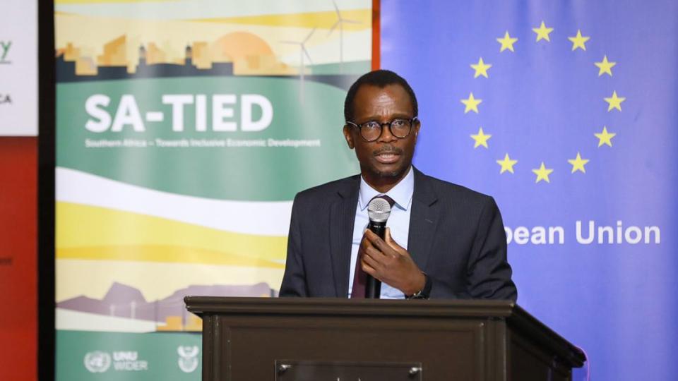 Dr. David Masondo, Deputy Minister of Finance of South Africa, speaks at the SA-TIED policy dialogue "Financing Infrastructure Development in the Context of Climate Change".