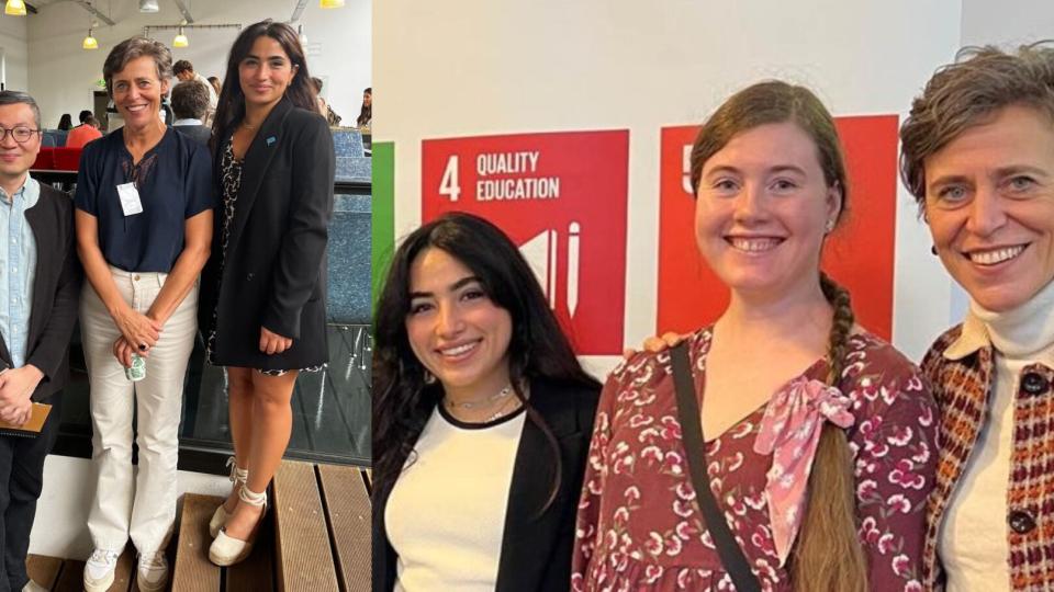The PhD Office team. Photo on left: Hampton Wong, Micheline Goedhuys and Soha Youssef. Photo on right: Julia Walczyk in centre