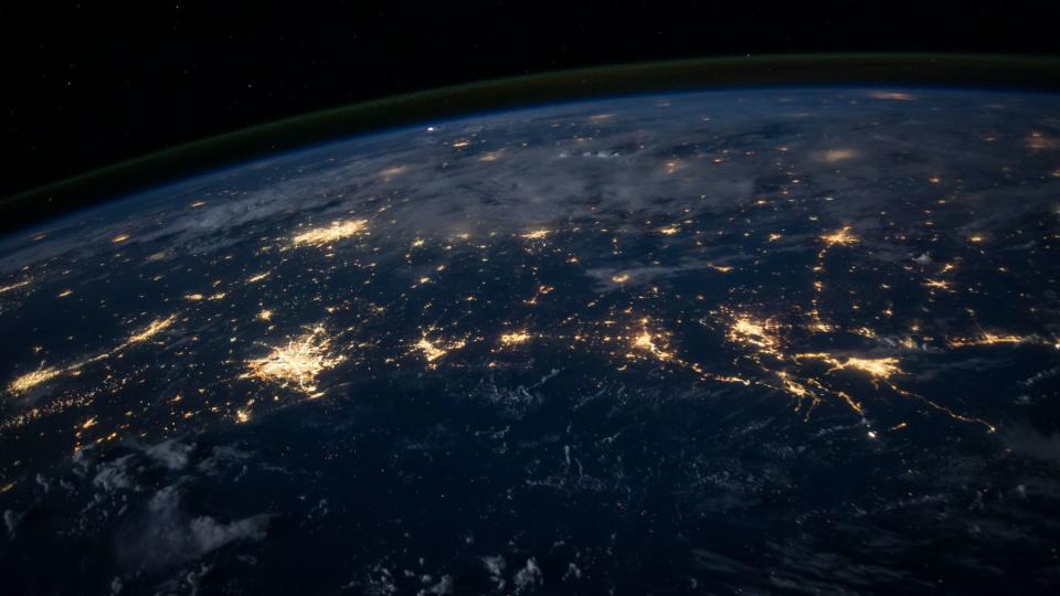 A picture of the globe at night