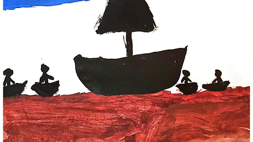 Drawing by a child of a boat