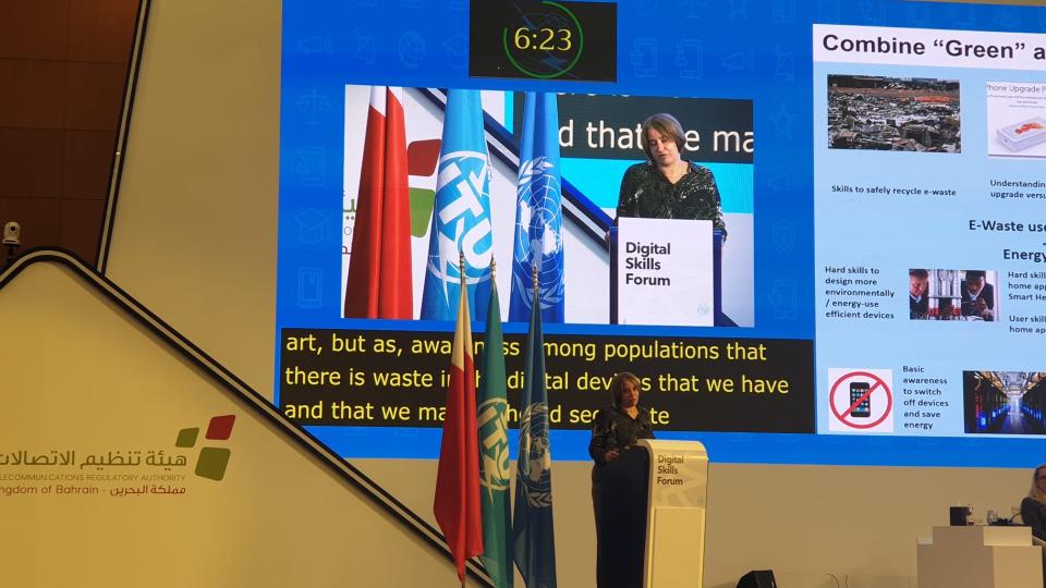  Dr. van de Laar presenting at the ITU Digital Skills Forum 2024.