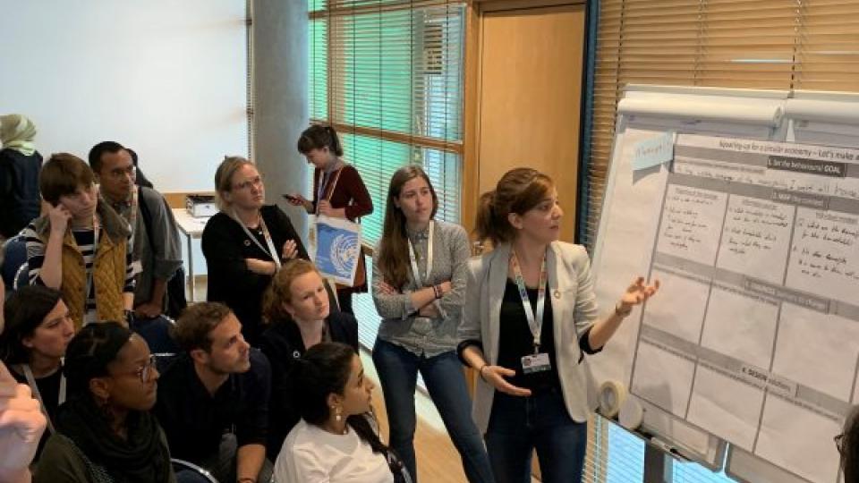 Maria Tomai presenting at the 2019 SDG Global Festival of Action