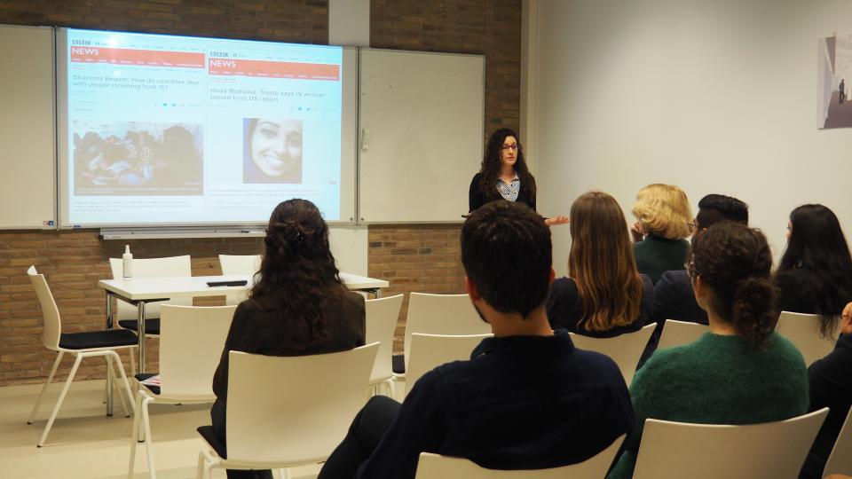 Dr. Michaella Vanore giving a presentation in 2019.