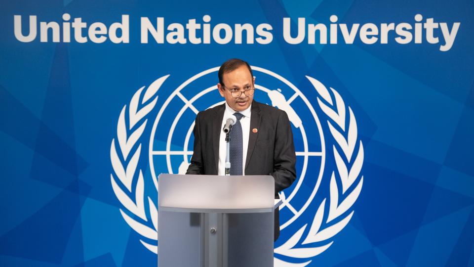 H.E. Mr. Md. Daud Ali, Ambassador of Bangladesh to Japan, speaks at the International Mother Language Day 2025 commemorative event at UNU.