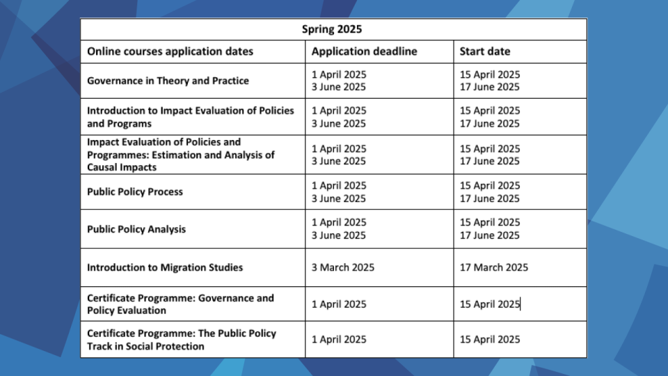 online courses schedule