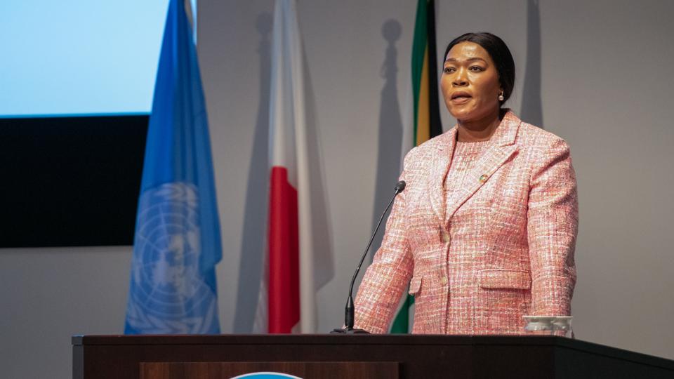 Ms. Anna Thandi Moraka, Deputy Minister of International Relations and Cooperation of South Africa, speaks at the United Nations University on 18 March 2025. Photo: UNU / C. Christophersen