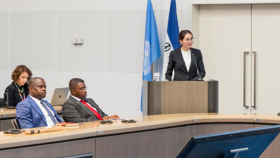 Ms. Arfiya Eri, Parliamentary Vice-Minister for Foreign Affairs of Japan speaks at UNU Headquarters on 3 July 2025.