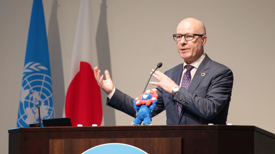 Mr. Maher Nasser, Director of the Outreach Division in the United Nations Department of Global Communications speaks at Celebrating 70: Japan-UN Cooperation, EXPO 2025, and the Future of Multilateralism