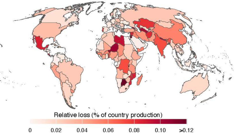 Countries most vulnerable to crop production losses from land degradation