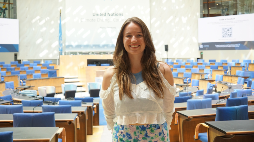 Master's programme student Stella Eick at the June Climate Meetings.