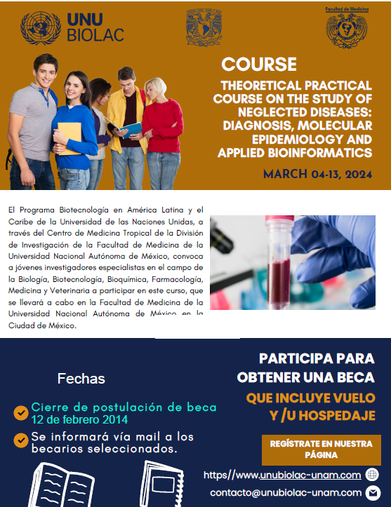 Flyer about the call for applications for a course at UNAM