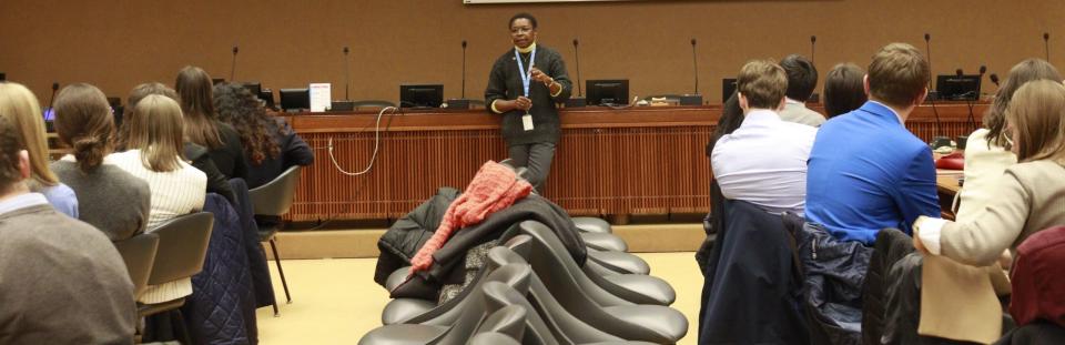 Pascale Allotey speaking to our group.
