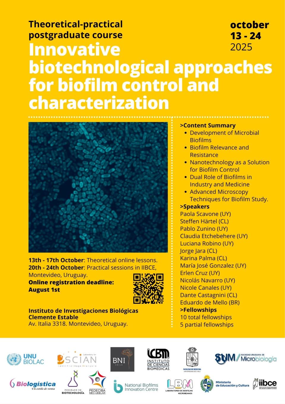 Flyer Biolac course clemente estable biofilms biotechnology montevideo uruguay science