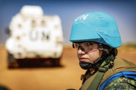 An Egyptian peacekeeper working in a UN search-and-detection unit for roadside bombs, Mali, Dec. 29, 2022.