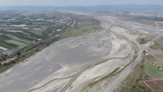 A dried up river during a drought.