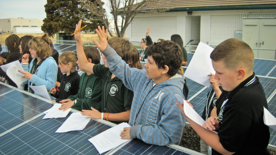 Children learning about solar energy 