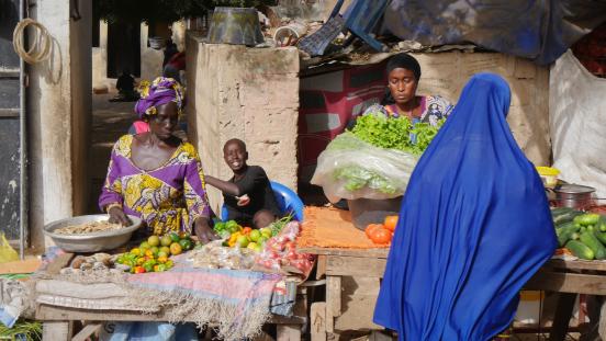 Vendors at a market in Senegal