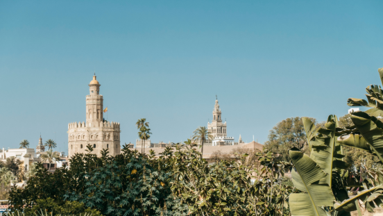 View of the upper part of the Torre del Oro in Seville, Spain