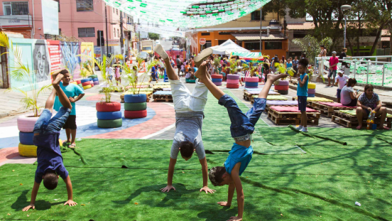 Kids play in their neighbourhood
