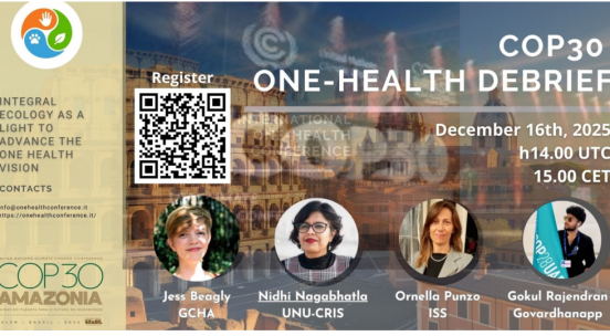 Photo depiction of event details including QR code and images of panel speakers