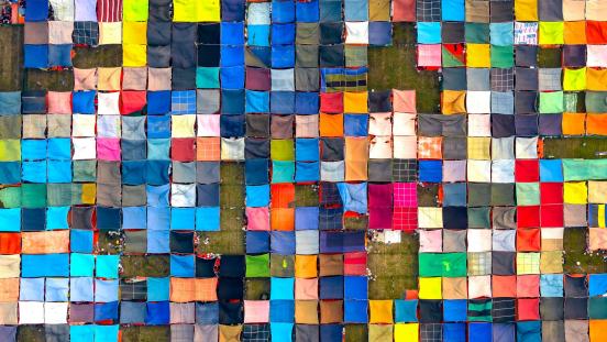 Colorful Fabrics Drying in Dhaka Bangladesh