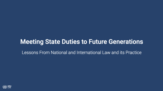 Meeting State Duties to Future Generations