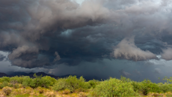 A monsoon begins to form over the Desert. 