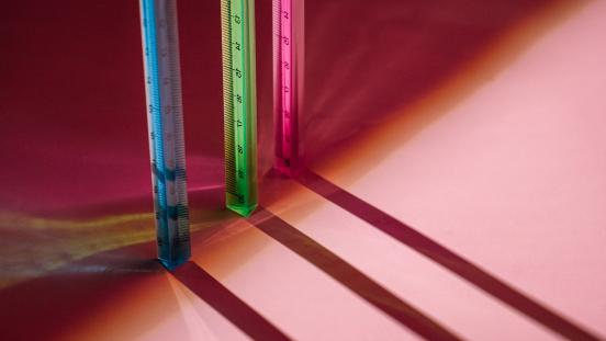colorful measurement rulers and shadows