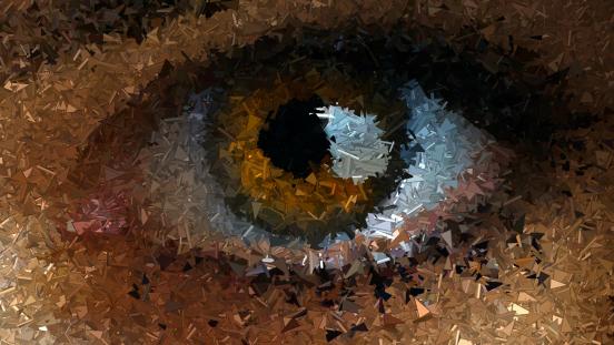 A digital mosaic of a human eye