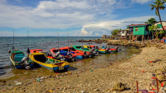 Fishing boats in a bay