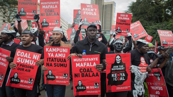Environmental activists taking part in a anti-coal protest in Kenya