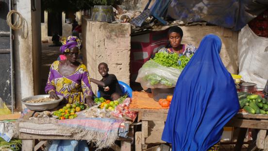 Vendors at a market in Senegal