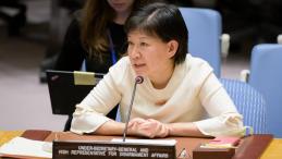 Izumi Nakamitsu, High Representative for Disarmament Affairs, briefs the Security Council meeting on the situation in the Middle East (Syria) on 7 February 2023.