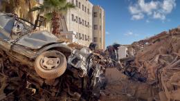 Scene showing aftermath of devastating floods that hit Libya on 10 September 2023.