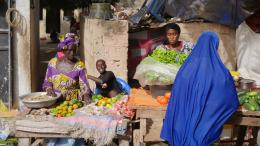 Vendors at a market in Senegal