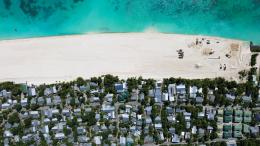 A beach in Tuvalu where land is being reclaimed 