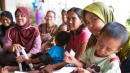 Women beneficiaries of the programme “Empowered Women, Peaceful Communities” in Indonesia.