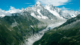 Plane view of Mont Blanc and a glacier