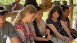 UNU-EHS expert, Lisa Hartmann carries out field work. 