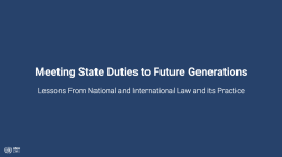 Meeting State Duties to Future Generations