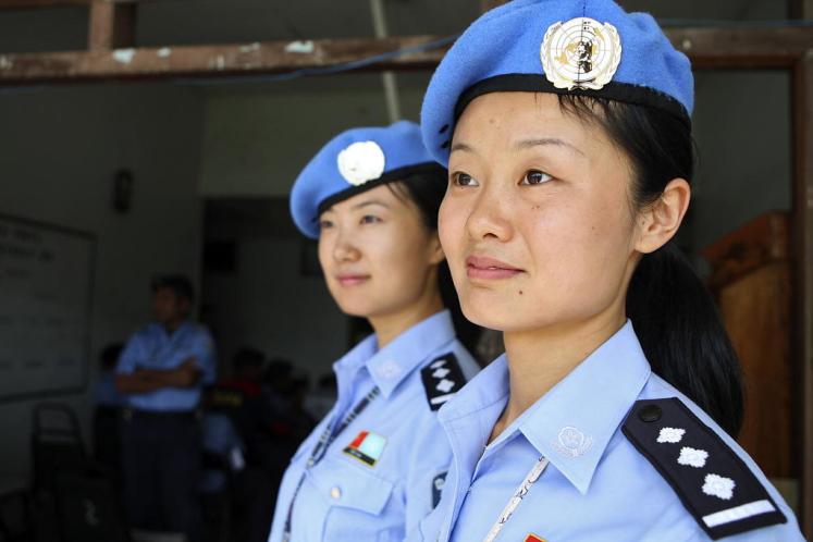 Female United Nations police officers of the United Nations Mission in Timor-Leste.