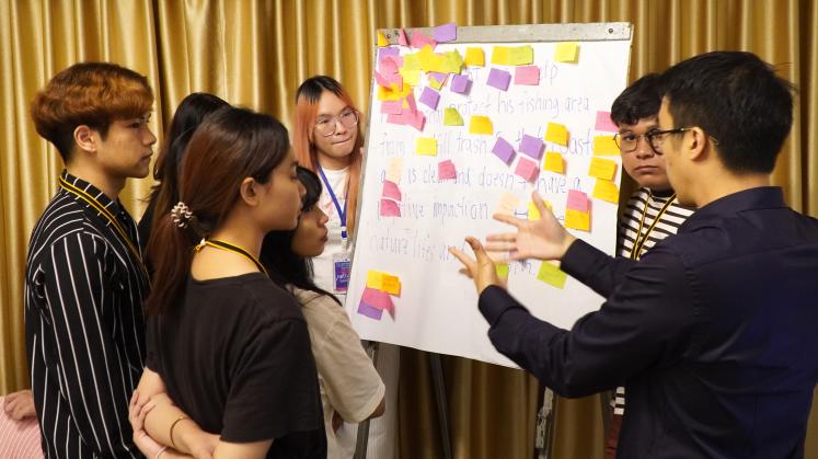 Young people brainstorming at the Net-Zero Net-Zero Thailand Youth Workshop