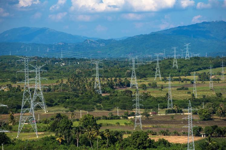 High voltage towers in the Dominican Republic