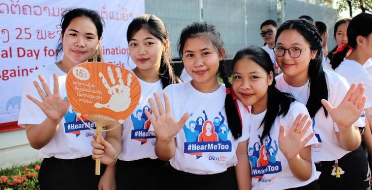 Girls protesting against gender-based violence