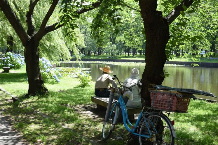 Bicycle and people in Japan