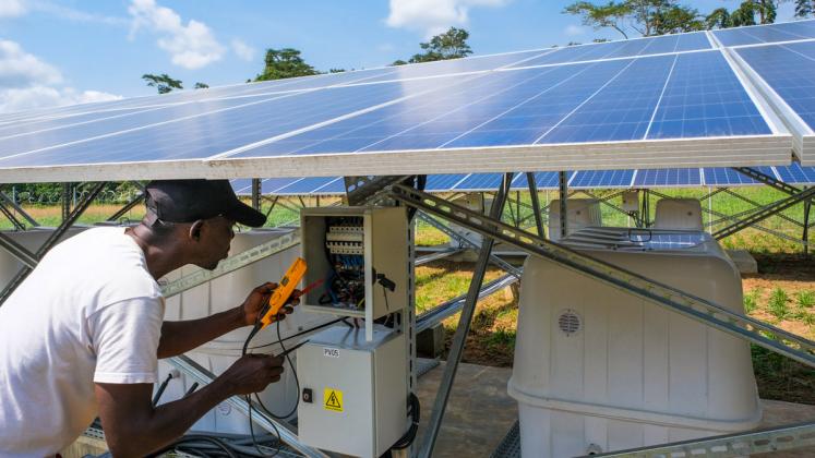 Solar panel installation in Africa