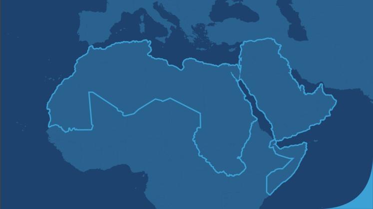 MENA region highlighted on a map.