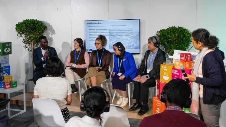 Speakers at a UNU-IAS event of COP29 in Baku