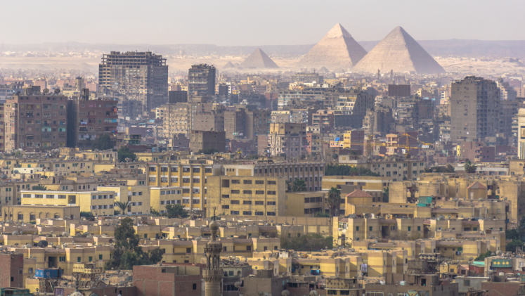 Cairo with the pyramids in the background